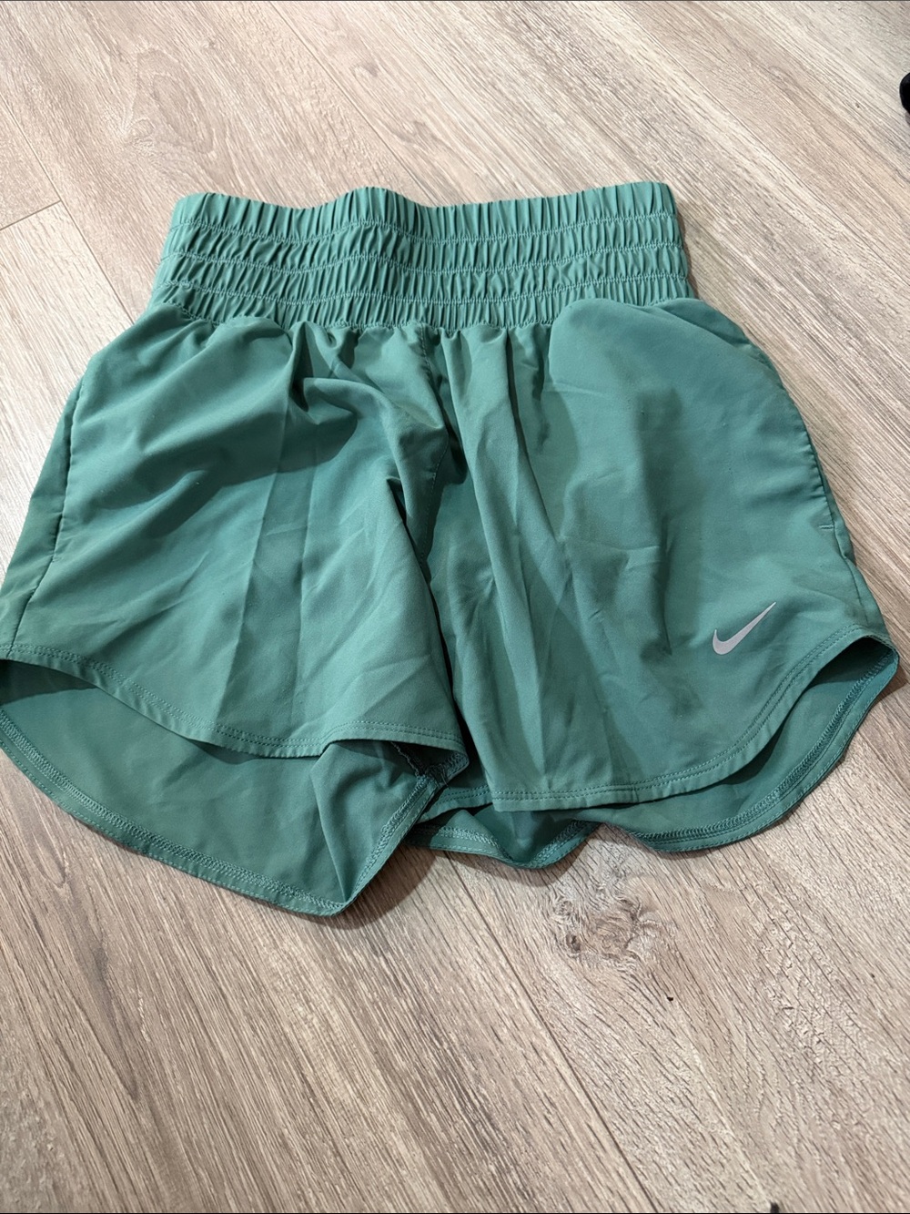 Nike Women's Teal Athletic Running Shorts with Elastic Waistband